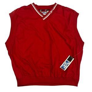 Reebok 90s Pullover Windbreaker Vest NWT V-Neck Lined Red 2XL